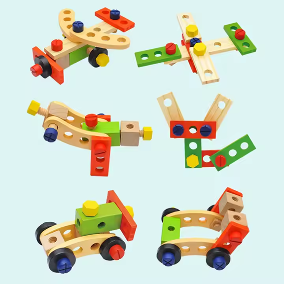 Trusa de unelte din lemn pentru copii tip Montessori – Joc educativ de bricolaj si asamblare 36+ [3]