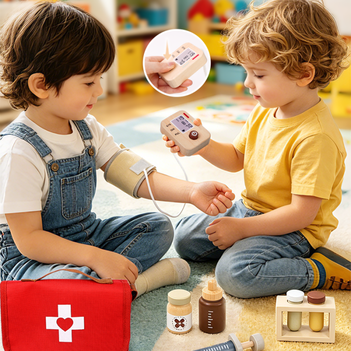 Trusă Medicală de Doctor din Lemn cu Accesorii - 3 ani + [3]