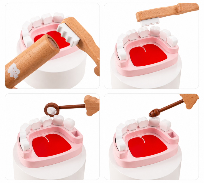 Trusă stomatologică din lemn – Set educativ de dentist cu 6 accesorii [3]