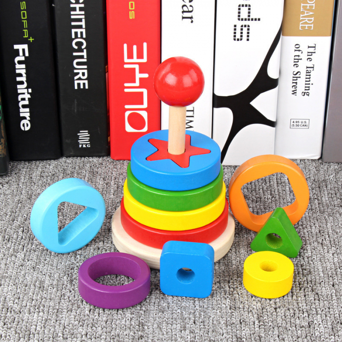 Turn de stivuire forme în straturi din lemn pentru copii - ZukiToys [4]
