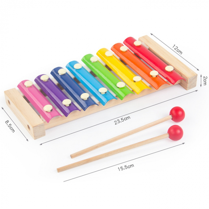 Xilofon muzical din lemn cu 8 note – Jucarie interactiva educativa pentru copii [2]