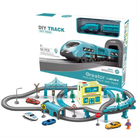 Toate Jucariile pentru Copii - Circuit trenulet electric interactiv – 92 piese 3+