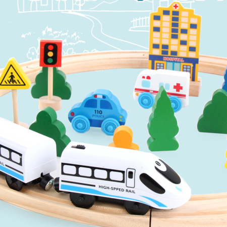 Circuit cu tren electric „Oraselul” tip puzzle din lemn [2]