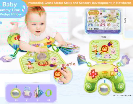 Perna Tummy-Time pentru Bebelusi cu Carti Textile si Jucarii Senzoriale (0-12 luni) [2]