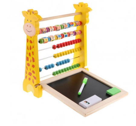 Jucarii de lemn - Abac Montessori din lemn cu tablă scris și piese magnetice – copii 3 ani+