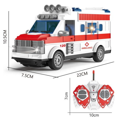 Ambulanță de jucărie cu telecomandă 22 × 10 × 7,5 cm, alb [2]