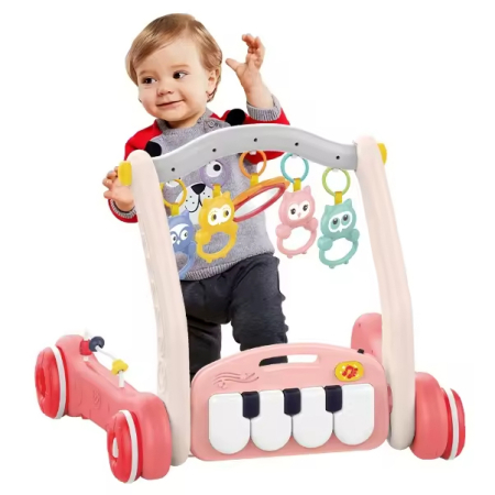 Antemergător și saltea de joacă cu pian 2 în 1 Huanger - Roz [1]