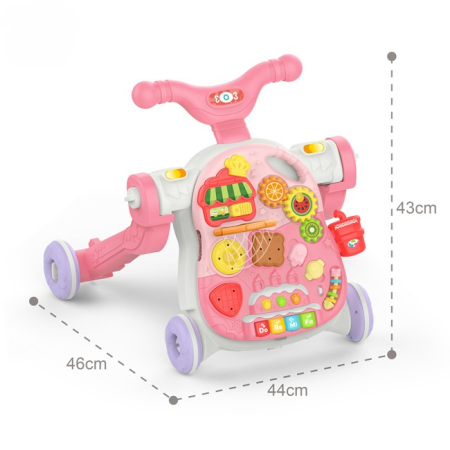 Antepremergător 5 în 1 cu masă de activități și jocuri educative – roz [3]