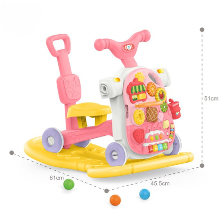 Antepremergător 5 în 1 cu masă de activități și jocuri educative – roz [2]