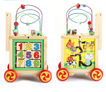 Antepremergator din lemn + Cub educativ multi-activitati Montessori 6‑în‑1 [5]