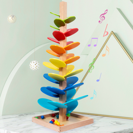 Jucarii Interactive & Sensoriale - Arbore Montessori din Lemn Muzical – Copacul Rainbow