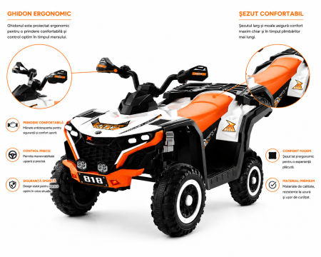 ATV electric cu motor 380W, roți EVA și design sport off-road - Portocaliu [2]