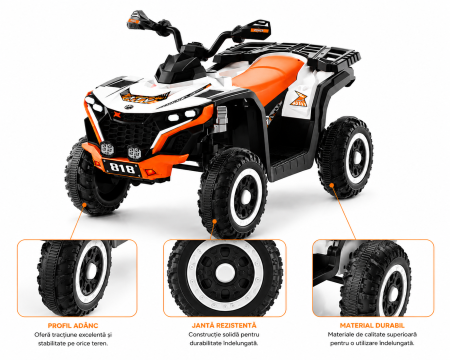 ATV electric cu motor 380W, roți EVA și design sport off-road - Portocaliu [1]