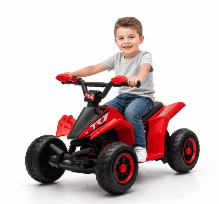 ATV electric pentru copii cu remorcă, roți rezistente și design off-road - Roșu [3]