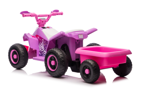 ATV electric pentru copii cu remorcă, roți rezistente și design off-road - Roz [3]