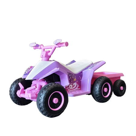 Masinute Electrice - ATV electric pentru copii cu remorcă, roți rezistente și design off-road - Roz