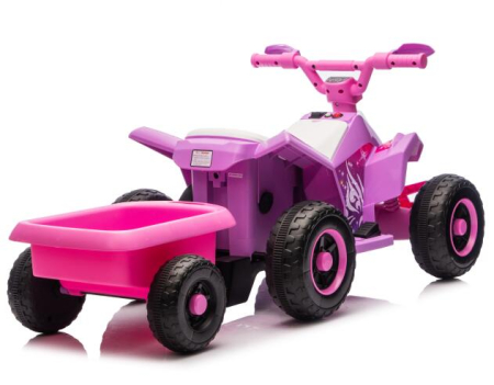ATV electric pentru copii cu remorcă, roți rezistente și design off-road - Roz [2]