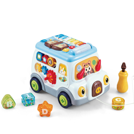 Toate Jucariile pentru Copii - Autobuz interactiv multifuncțional pentru copii, cu lumini și sunete