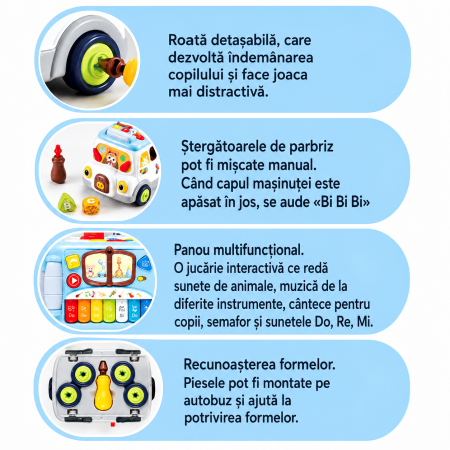 Autobuz interactiv multifuncțional pentru copii, cu lumini și sunete [1]