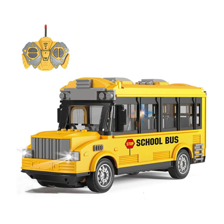 Jucarii educative - Autobuz școlar de jucărie cu telecomandă si lumini 4+