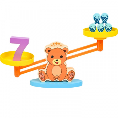 Balanta din lemn cu ursulet – Joc educativ matematic – ZukiToys.ro [1]