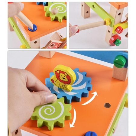 Banc de lucru din lemn, Jucarie de asamblat scaun, Montessori 3 ani+ [5]
