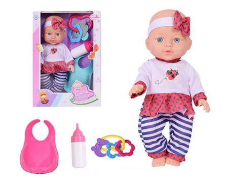 Cadouri dupa Buget - Bebeluș de jucărie cu hăinuțe, biberon și jucării zornăitoare