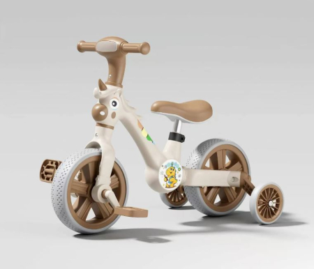 Trotinete & Triciclete pentru Copii - Bicicletă 2 în 1 cu pedale detașabile și roți ajutătoare – Crem