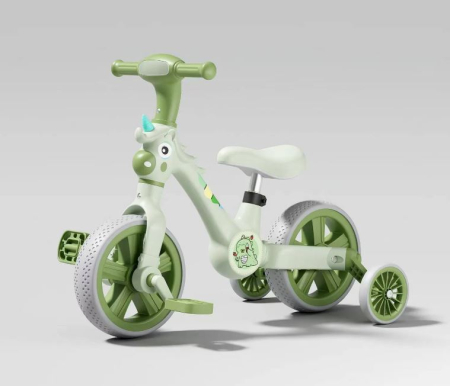 Role & Trotinete & Triciclete pentru Copii - Bicicletă 2 în 1 cu pedale detașabile și roți ajutătoare – Verde