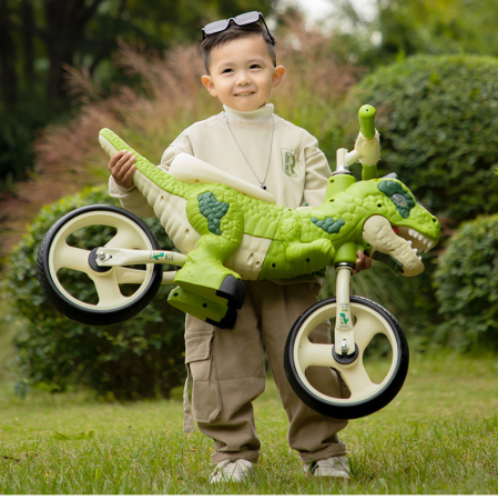 Bicicletă de echilibru cu muzică pentru copii - Model dinozaur verde [2]