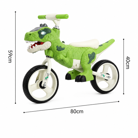 Bicicletă de echilibru cu muzică pentru copii - Model dinozaur verde [3]