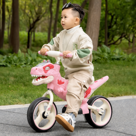 Bicicletă de echilibru cu muzică pentru copii - Model dinozaur roz [1]