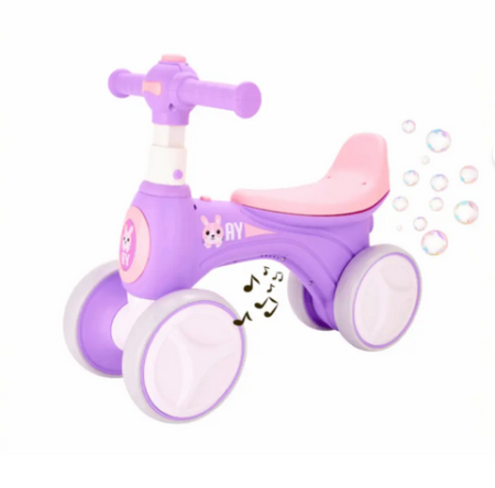 Bicicletă fără pedale cu lumini, sunete si baloane de sapun – 4 roți roz [3]