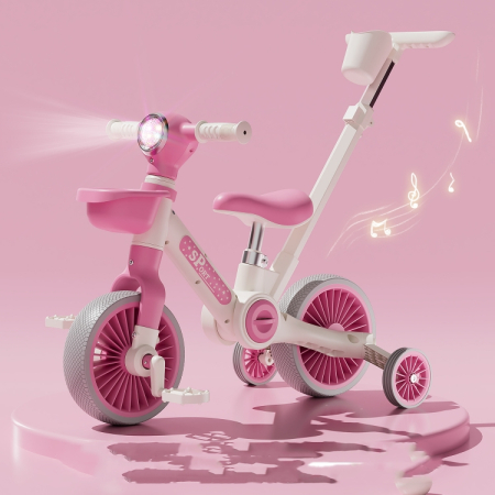 Bicicletă transformabilă 3 în 1 Pink Ride cu lumini și sunete [2]