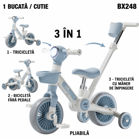 Bicicletă transformabilă 3 în 1 Blue Ride cu lumini și sunete [1]