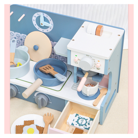 Bucătărie de jucărie din lemn cu accesorii si expresor de cafea [2]
