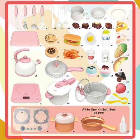 Bucătărie de jucărie Dream – cu lumini, sunete și abur realist, set complet pentru joacă creativă [4]