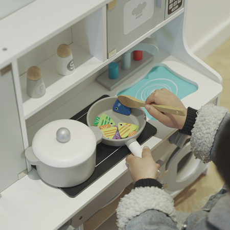 Bucătărie din lemn cu mașină de spălat și accesorii – set complet pentru joacă de rol [3]