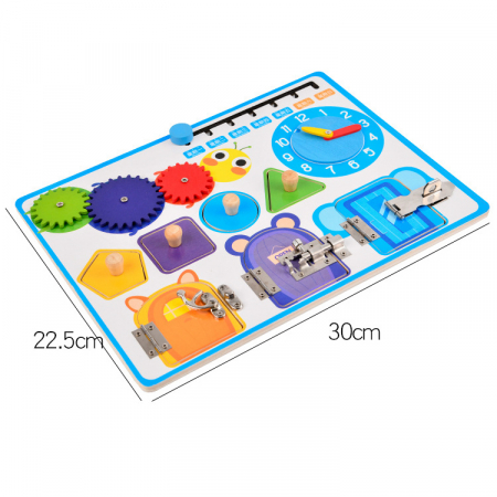 Busy Board Montessori – Placă „Încuie-descăruie” din lemn | ZukiToys.ro [2]