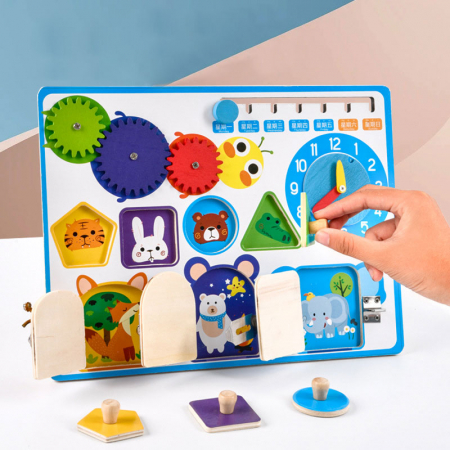 Busy Board Montessori – Placă „Încuie-descăruie” din lemn | ZukiToys.ro [1]