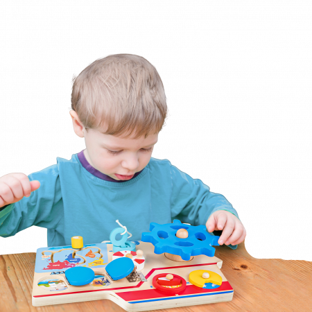 Busy Board Montessori Vapor din lemn – Placa senzorială | ZukiToys.ro [2]