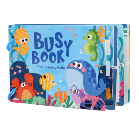 Busy Book & Carti Interactive - Busy Book – Animale acvatice, carte interactivă cu stickere reutilizabile