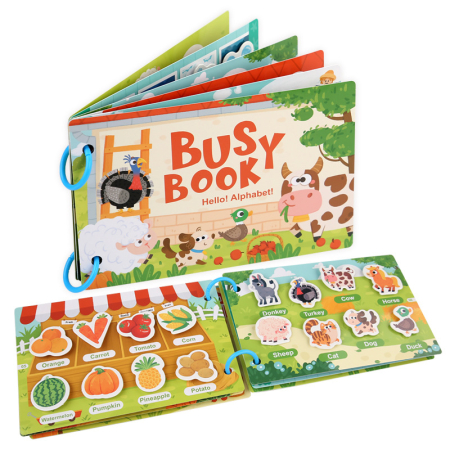 Busy Book – Animale de la ferma, carte interactivă cu stickere reutilizabile [1]