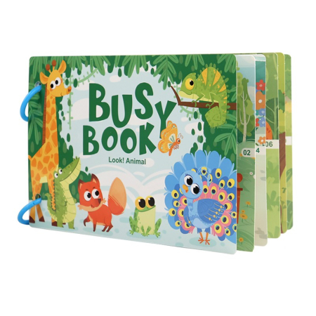 Busy Book & Carti Interactive - Busy Book – Animale sălbatice, carte interactivă cu stickere reutilizabile