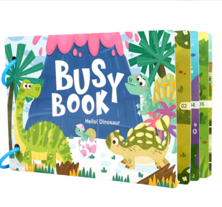 Busy Book & Carti Interactive - Busy Book – Dinozaur, carte interactivă cu stickere reutilizabile