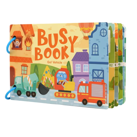 Busy Book & Carti Interactive - Busy Book – Vehicule, carte interactivă cu stickere reutilizabile
