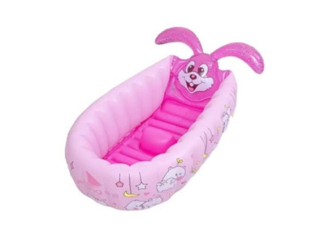 Colaci & Saltele Gonflabile - Cadă gonflabilă pentru bebeluși tip iepuraș – model roz portabil
