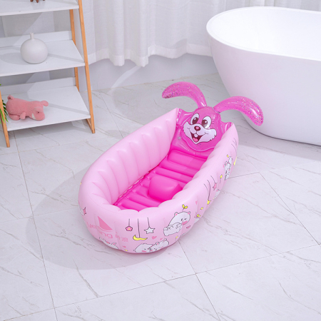 Cadă gonflabilă pentru bebeluși tip iepuraș – model roz portabil [2]
