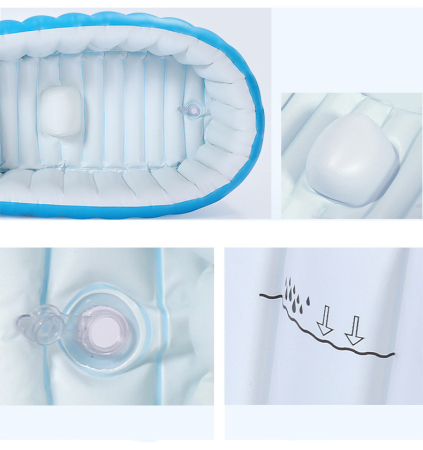 Cădiță gonflabilă portabilă pentru bebeluși și copii, albastră [2]