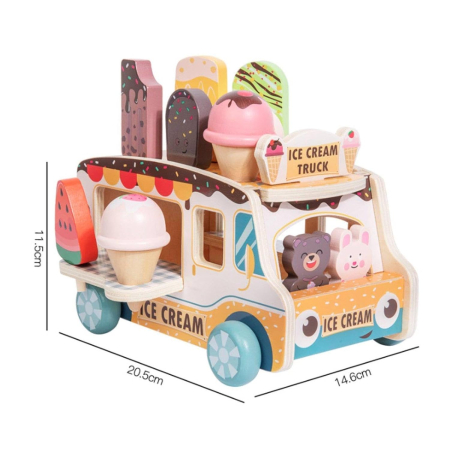 Camion din lemn cu înghețată și accesorii – Joc de rol pentru micul vânzător [4]